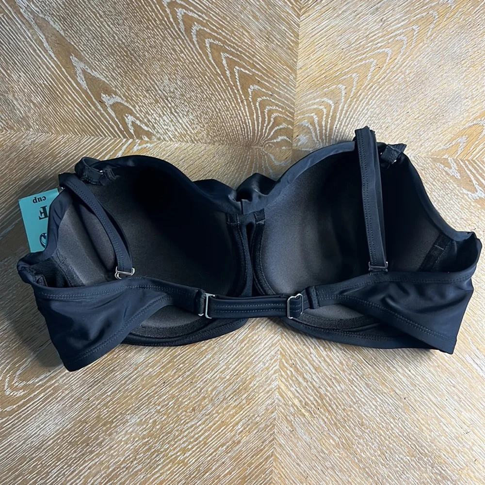 HEAT Black Swim Top Underwire Bikini Swimwear F Cup